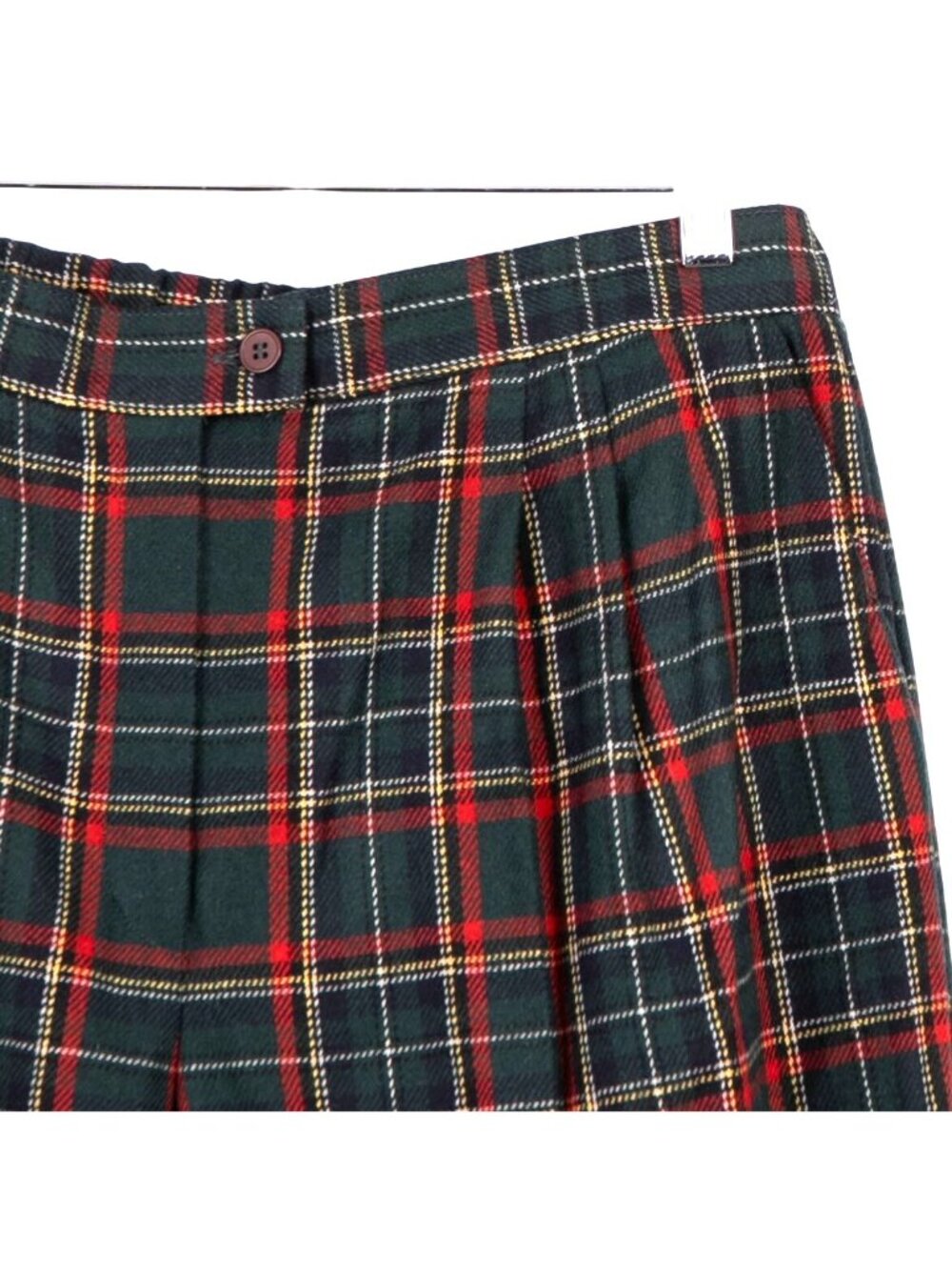 Koret VTG Plaid Tartan Pleated Pants 12 Womens Red Green Wool Blend High Waist - Picture 2 of 7